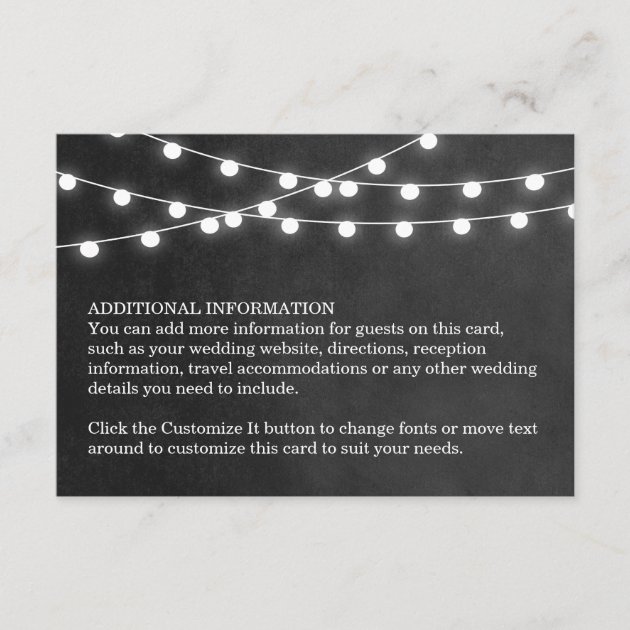 Charcoal String Lights Wedding Insert Card