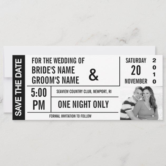 Ticket Design Save the Date Photo Cards