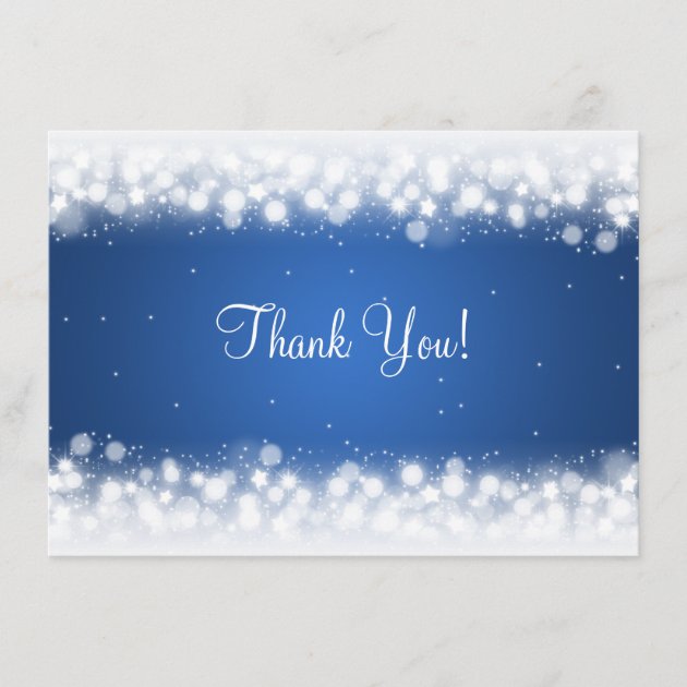 Wedding Thank You Note Magic Sparkle Blue (front side)