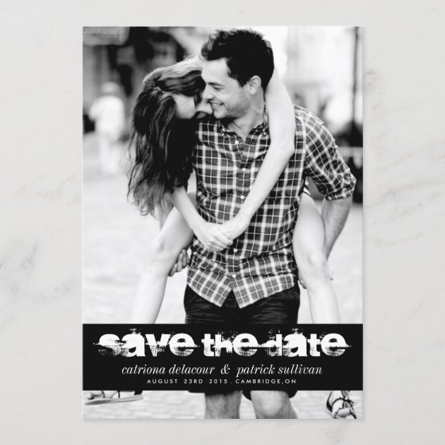 GRUNGE TYPOGRAPHY SAVE THE DATE PHOTO ANNOUNCEMENT