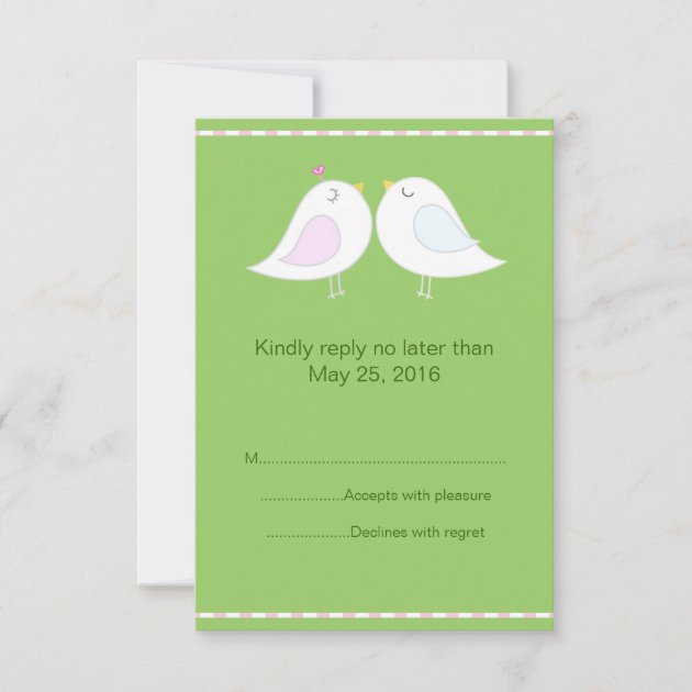 Love Birds with Green Background RSVP Card