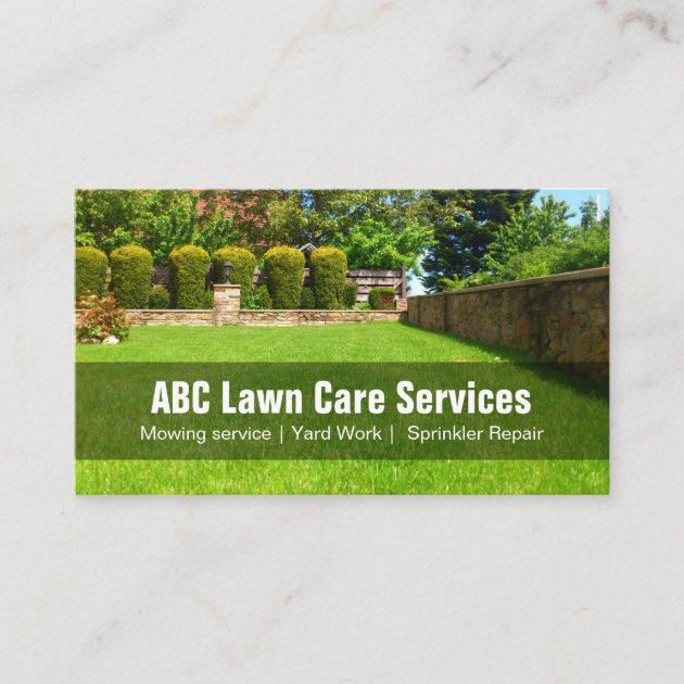Yard Lawn Care Gardening Landscaping Green Grass Business Card (front side)