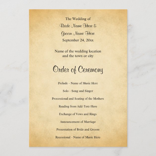 Parchment Pattern Design Wedding Program