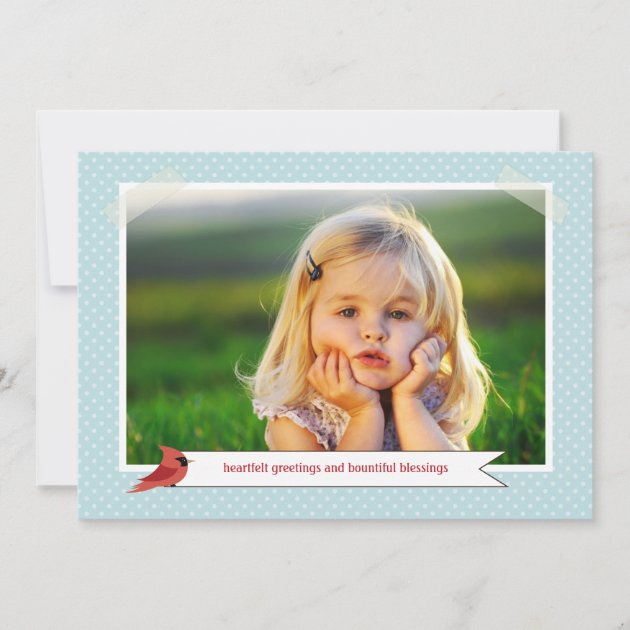 Classic Cardinal Double Sided 3 Photo Holiday Card