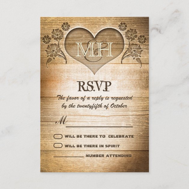 rustic wood country wedding RSVP