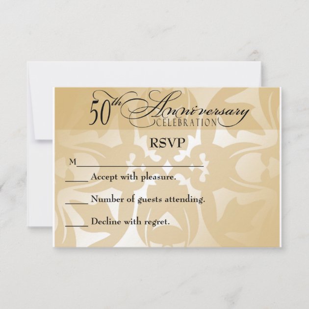 Damask Elegant 50th Anniversary RSVP Card
