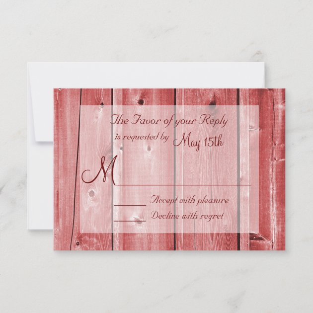 Rustic Country Red Barn Wood Wedding RSVP Cards