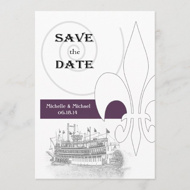 New Orleans Riverboat Fleur de Lis Save the Date