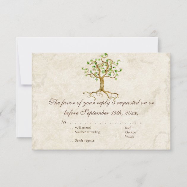 Swirl Tree Roots Antiqued RSVP Response Card