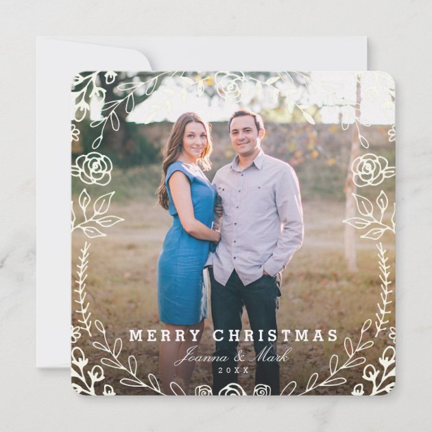 Sweet Floral Holiday Photo Card (front side)