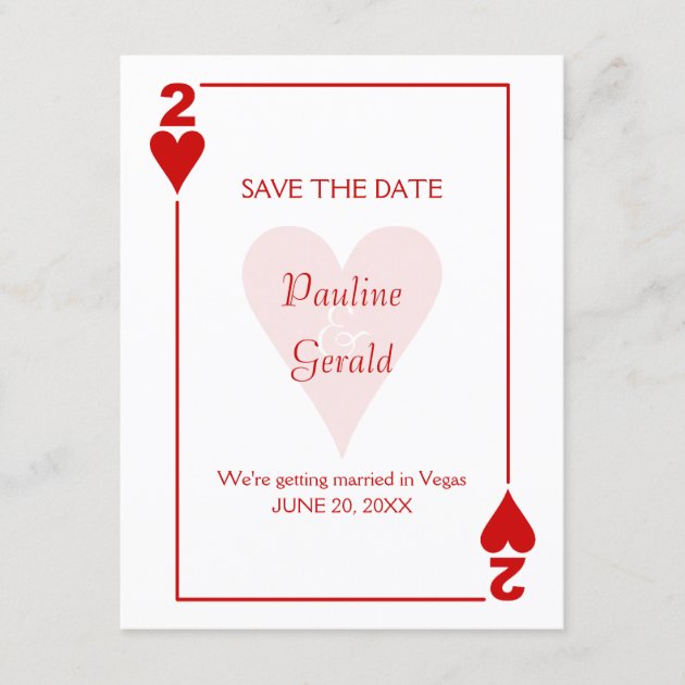 Las Vegas Two of Hearts Wedding Save The Date (front side)