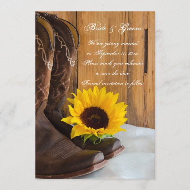 Country Sunflower Western Wedding Save the Date