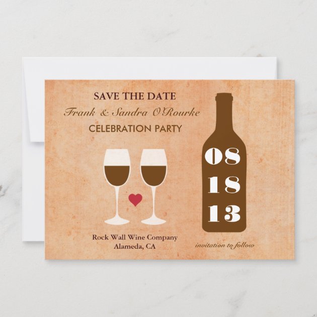 Wine Theme Save the Date Card (front side)