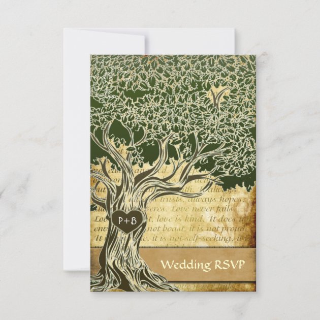 Country Oak Tree Vintage Wedding RSVP Cards