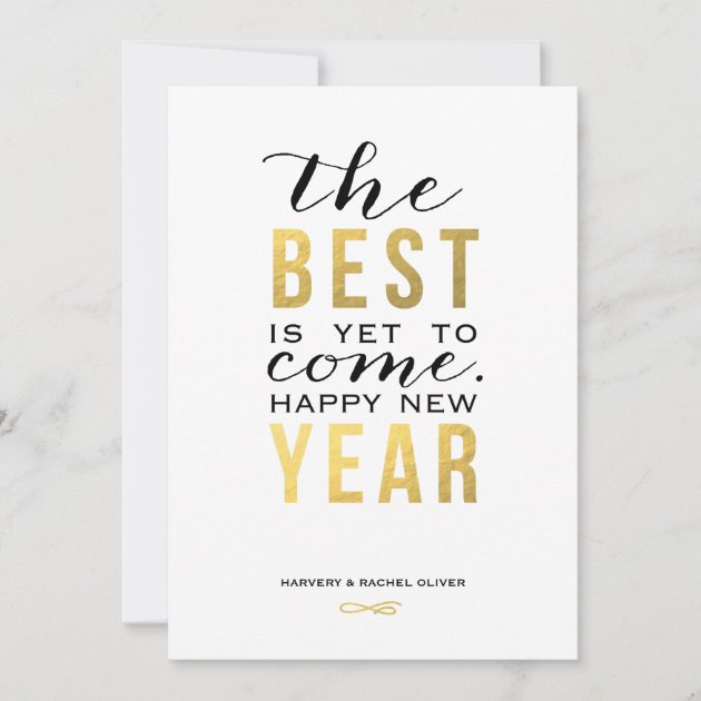 The Best is Yet to Come Faux Foil New Year Card (front side)