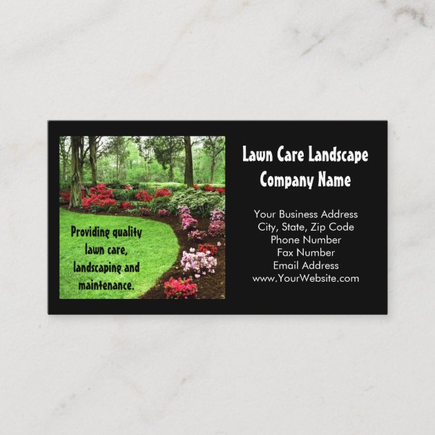 Plush Green Landscape Lawn Care Business Business Card (front side)