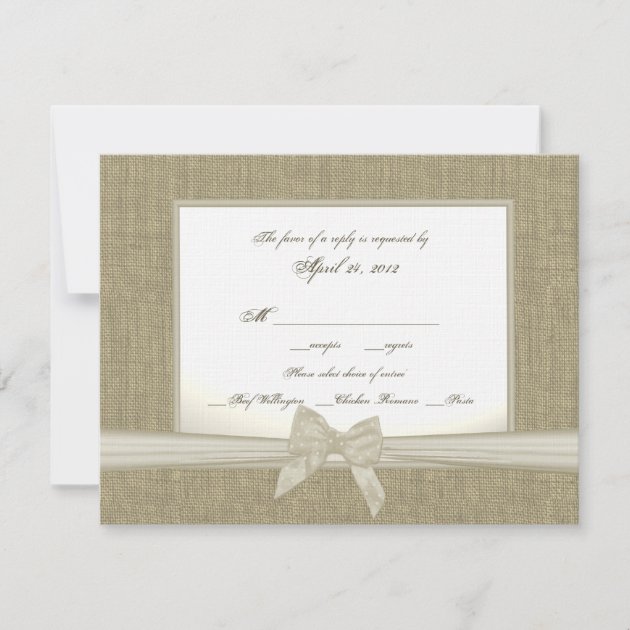 Burlap and Bow Rustic Wedding RSVP