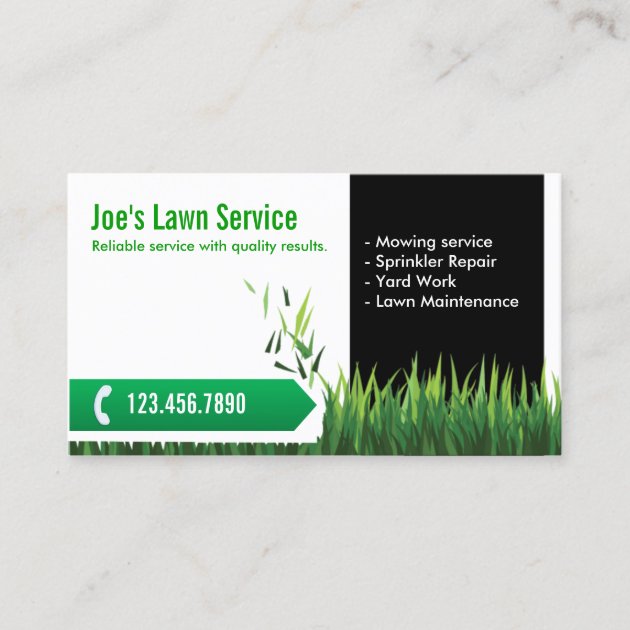 Lawn Care Landscaping Professional Mowing Business Card (front side)