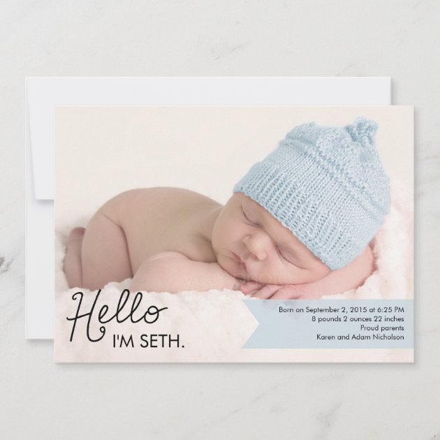 Chic Introduction Birth Announcement - Blue