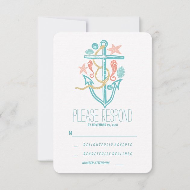 Casual beach wedding RSVP (front side)