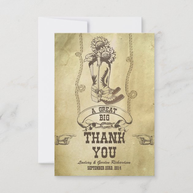 western country wedding thank you cards