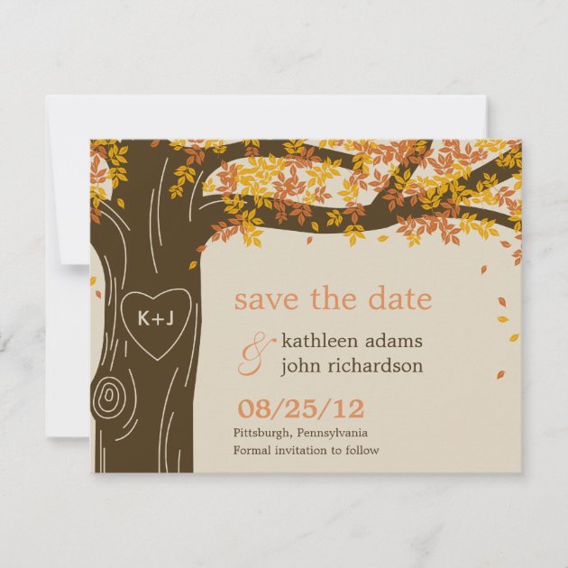 Oak Tree Fall Wedding Save The Date Card