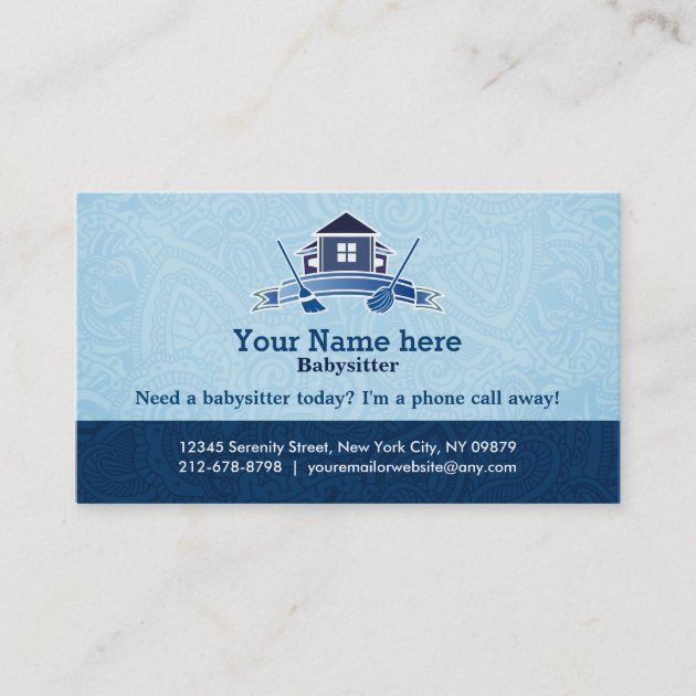 Residential cleaning business cards (front side)