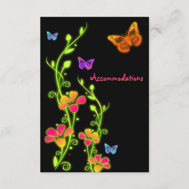 Neon Buttterflies & Flowers Enclosure Card