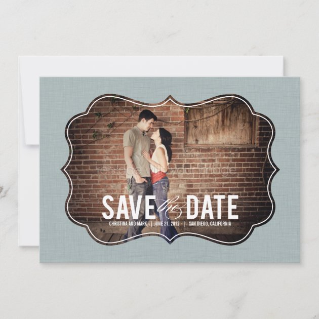 Refined Elegance Photo Save The Date - Blue