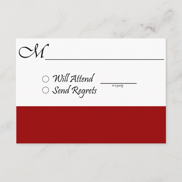 Red RSVP Card for Wedding or Graduation (front side)