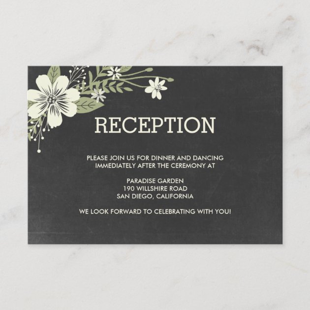Chalkboard Blooms Wedding Reception Cards