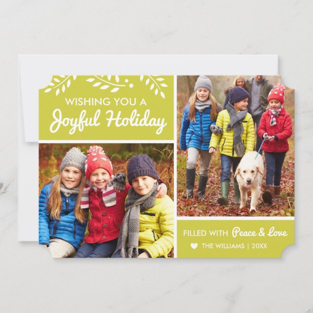 Joyful Holiday | Chartreuse Multi-Photo Card (front side)