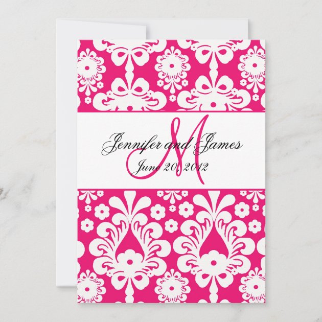 Save The Date Hot Pink Damask Wedding