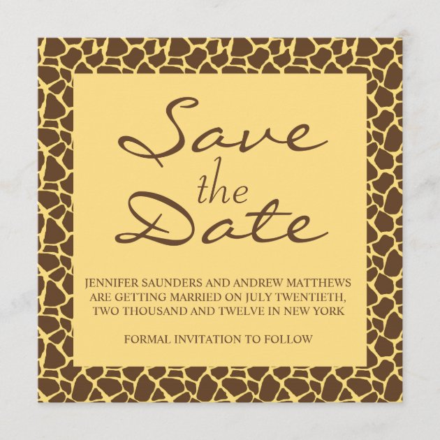Save the Date Monogram Safari Wedding Invitation