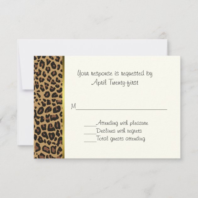Fashionable Wild Jaguar Pattern Wedding RSVP Card