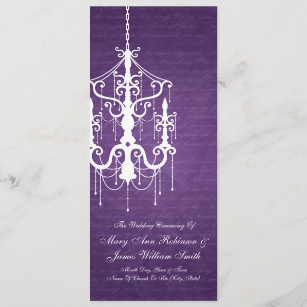 Elegant Wedding Program Chandelier Purple