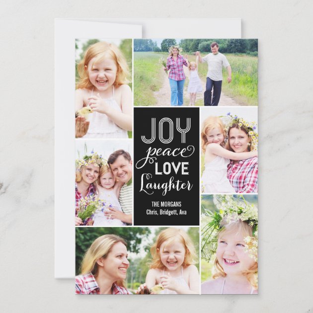 Collage Wishes Holiday Photo Card - Black