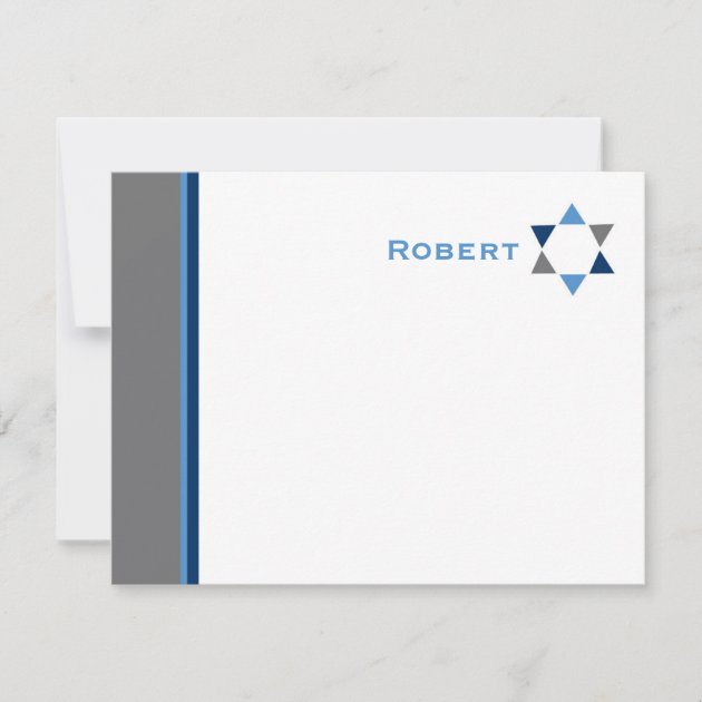 Modern Star Bar Mitzvah Thank You Card