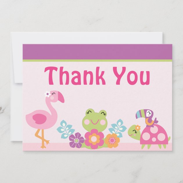 Tropical Garden/Animals Baby Shower Thank You Card
