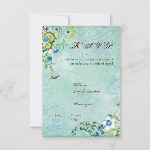 Paisley Modern Floral Flourish Swirl Wedding RSVP Card