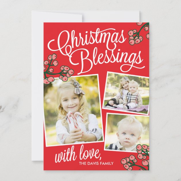 Christmas Blessings Holiday Photo Cards (front side)