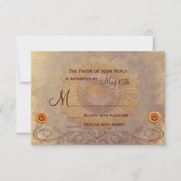Rustic Country Sunflower Wedding RSVP Cards