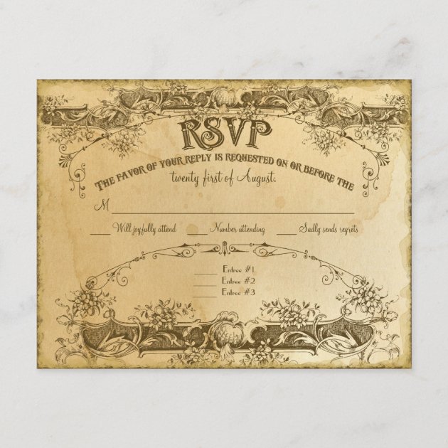 Tea Stained Vintage Wedding 2 - Invitation Invite