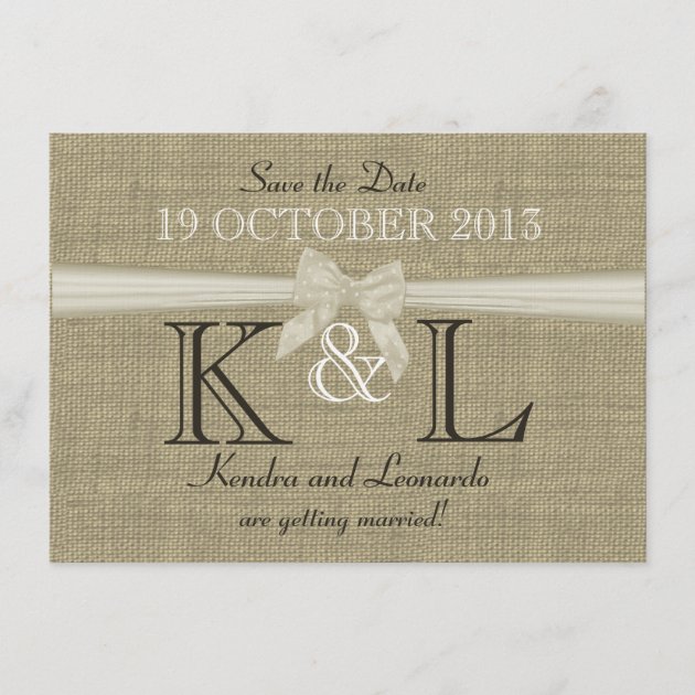 Burlap and Bow Save the Date