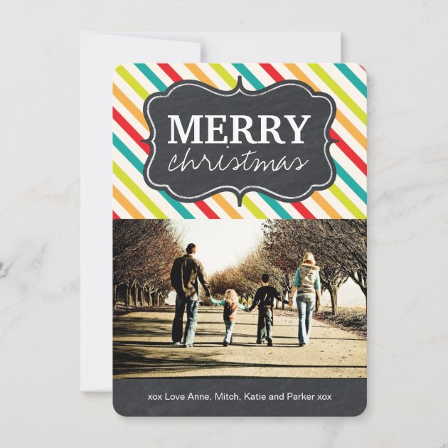 Modern and Bright Chalkboard Christmas Photo Cards (front side)