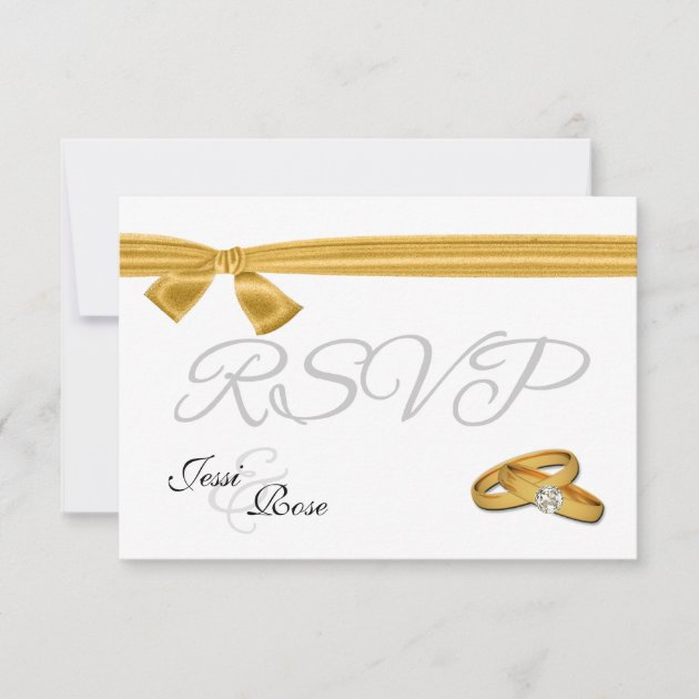 Gold and White Wedding RSVP