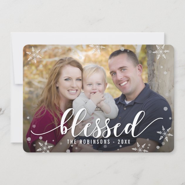 Blessed Season Holiday Photo Card Editable Color (front side)
