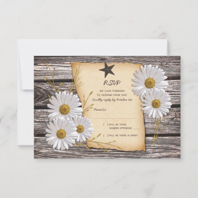 Rustic Country Daisy Wedding Reply Card