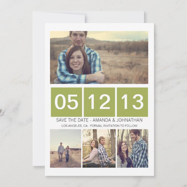 Green Squared Photo  Save The Date Invites