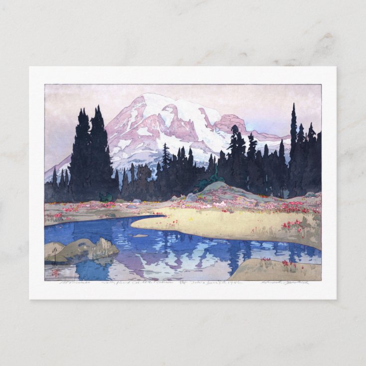 ukiyoe - Yoshida - 07 - Mount Rainier -  Postcard